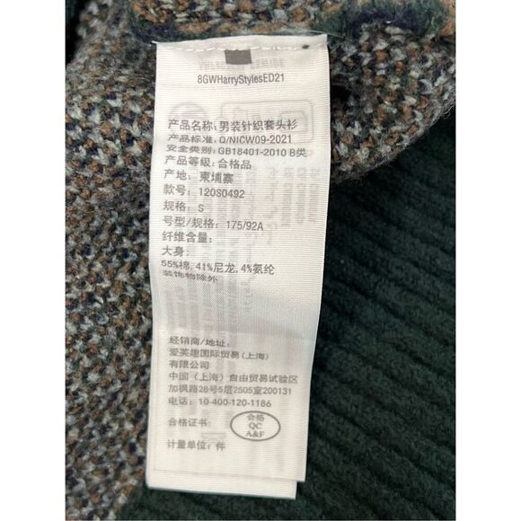Abercrombie & Fitch Fair Isle Green Soft A&F Crew Sweater SMALL Nordic Alpine - Picture 7 of 10